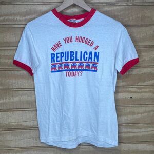 Vintage 1981 Hanes “Have You Hugged a Republican Today?” Ringer T-Shirt Size: M